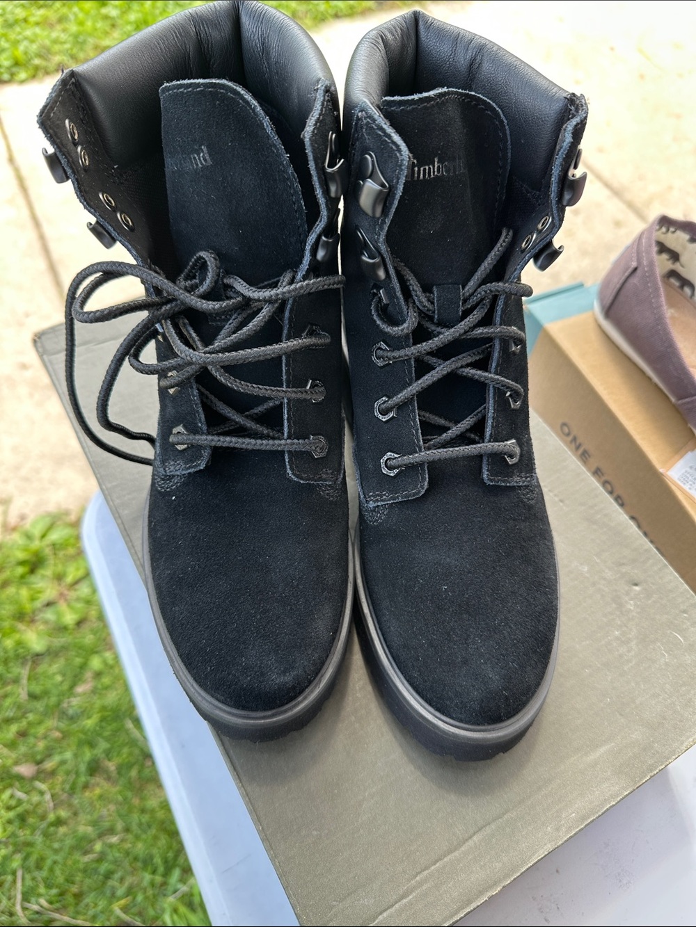Timberland Black Suede Lace-Up Combat Boots
